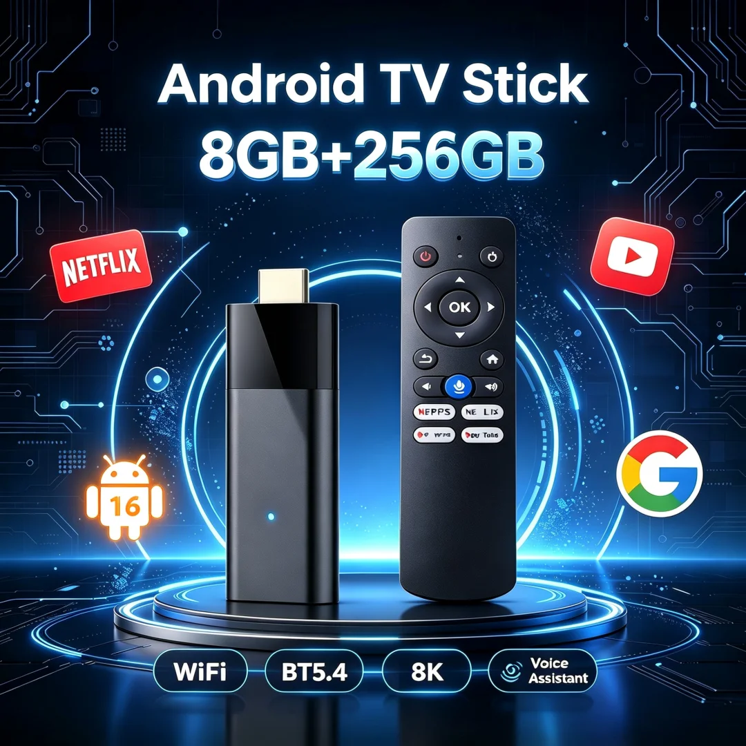 Android TV Stick Android 16 Support 4K 8K HDR Dual Wifi BT5.4 Goole Voice Assistant 128GB 256GB Smart Home Theater Media Player