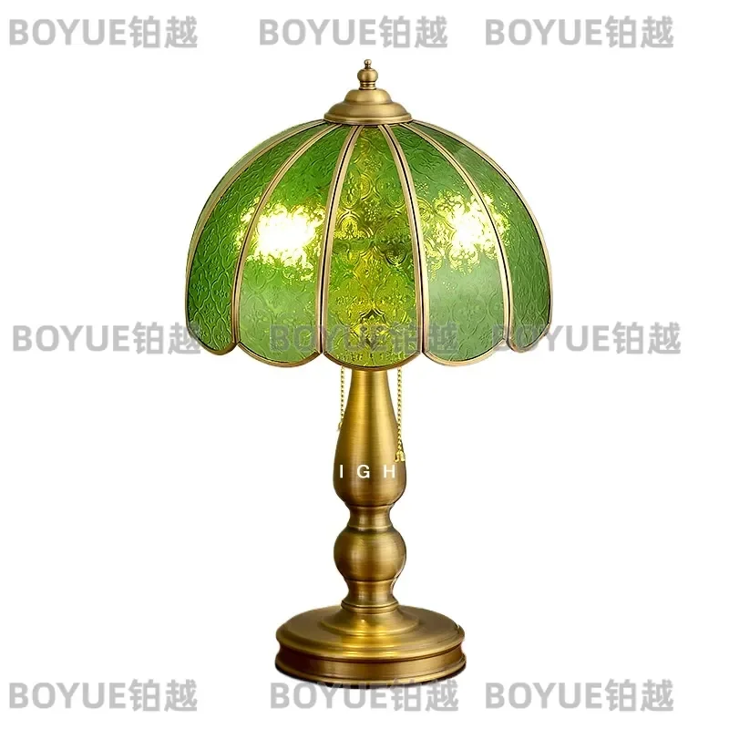 French Retro Begonia Flower Desk Lamp Luxury All Copper Bedside Light for Bedroom Study Decorative Atmosphere Lighting