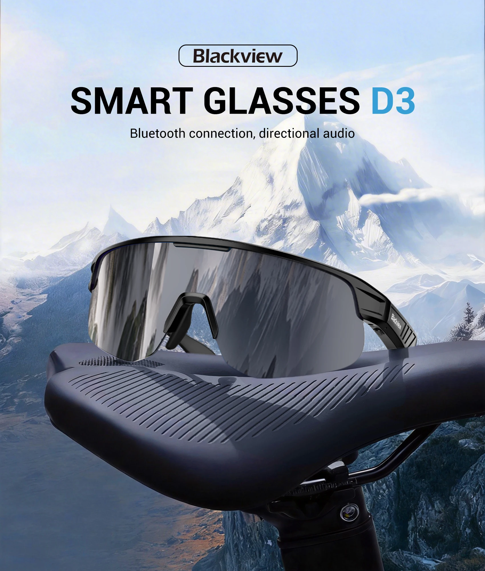 Blackview AIスマートグラス Bluetooth 6.0 オープンイヤー スポーツサングラス サイクリング UV400 偏光レンズ 取り外し可能 度付き対応 IP54