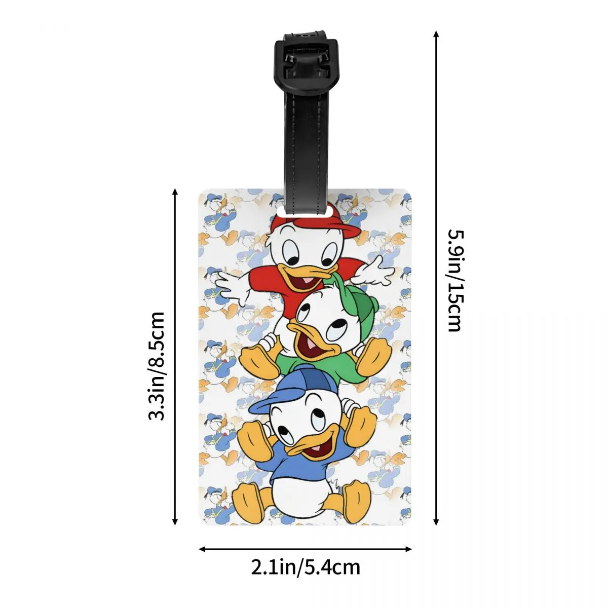 Étiquette de bagage Donald Duck personnalisée avec carte nominative, étiquette d'identification de couverture de confidentialité Anime mignon pour sac de voyage valise