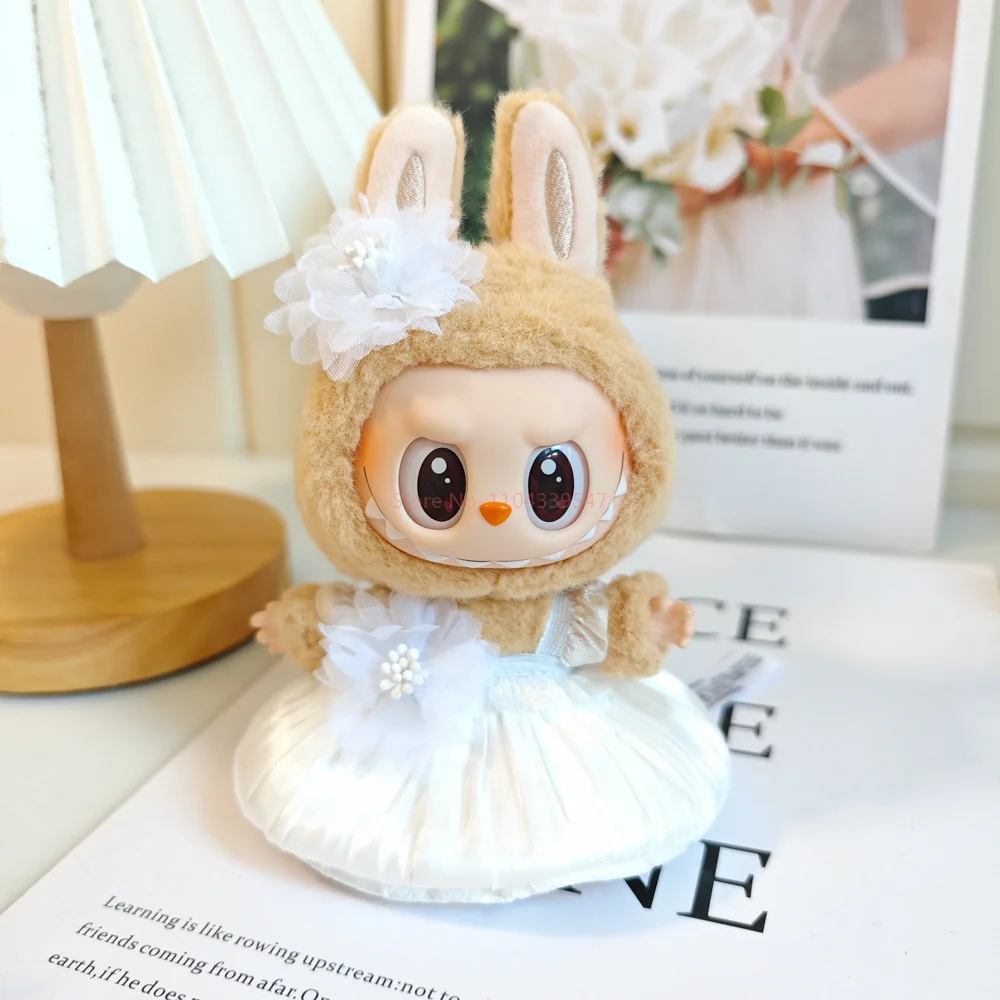 17cm Labubu Clothes Wedding Dresses Set  For Macaron Sitting Party Vinyl Doll Clothes Outfit Accessories Kids Toys     ﻿