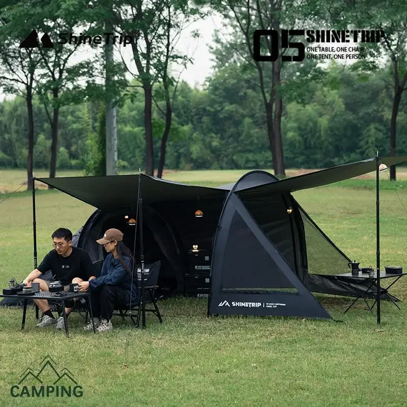 【美品】Shinetrip-多機能トンネルテント　ブラック 多機能シントリップトンネルキャンプテント、軽量シェード、日焼け止め