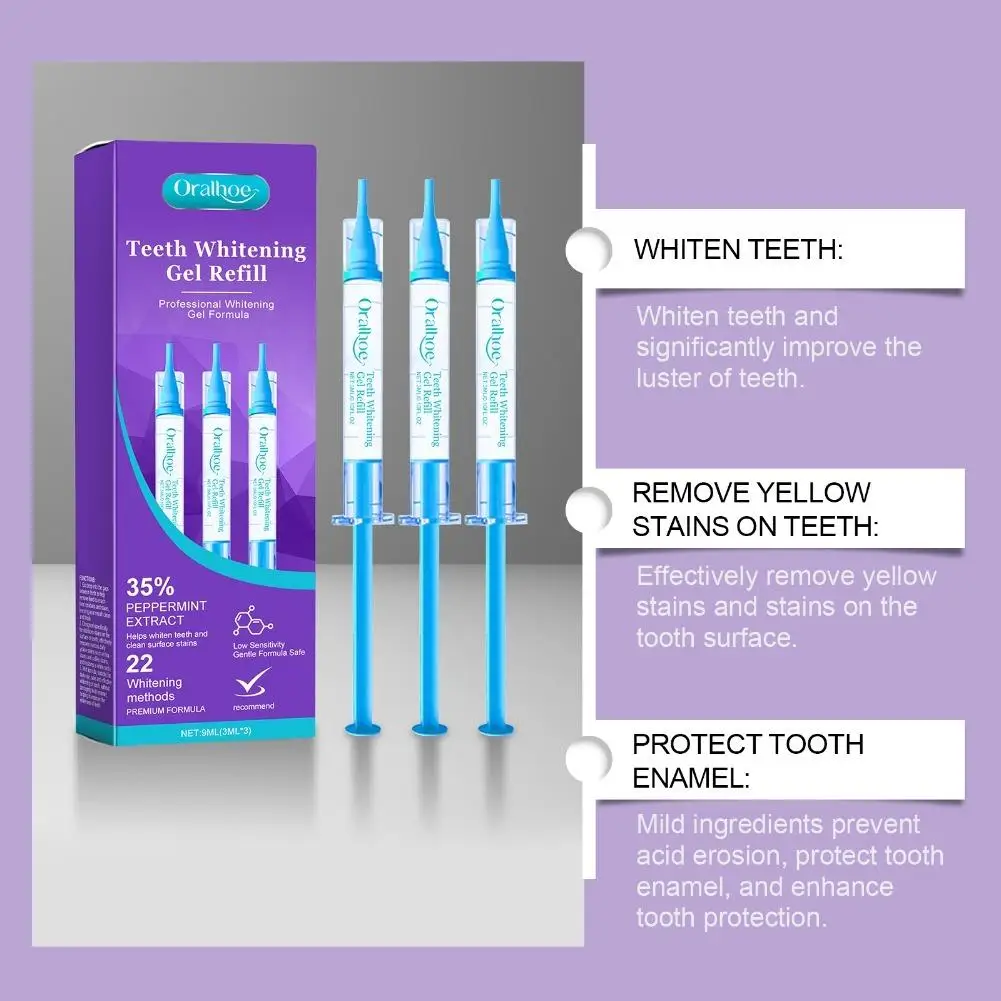 Peppermint Extract Clean Surface Stains Teeth Gel Set Professional Teeth Whitening Gel Refill Deep Cleaning Repair Oral Care Gel