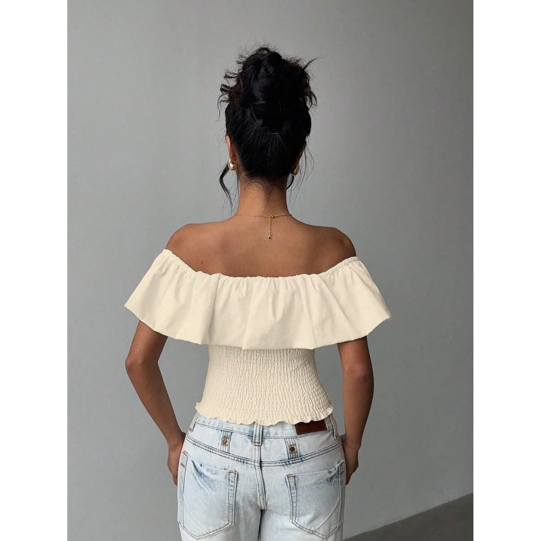 Fashionable Slimming Shoulder Bared Hot Girl Top Women's Cross-Border Clothing Stylish Pure Color Tube Top for Ladies