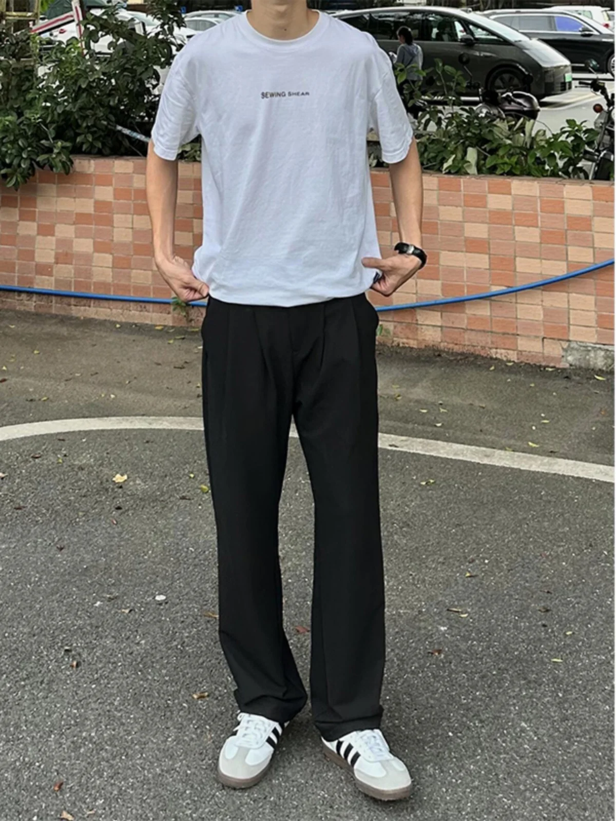 

Мужские брюки Bla Straight Leg Suit Pants Haome American Sle Casual Trousers Cleanfit Trendy Brand Loose Fit Long Pants