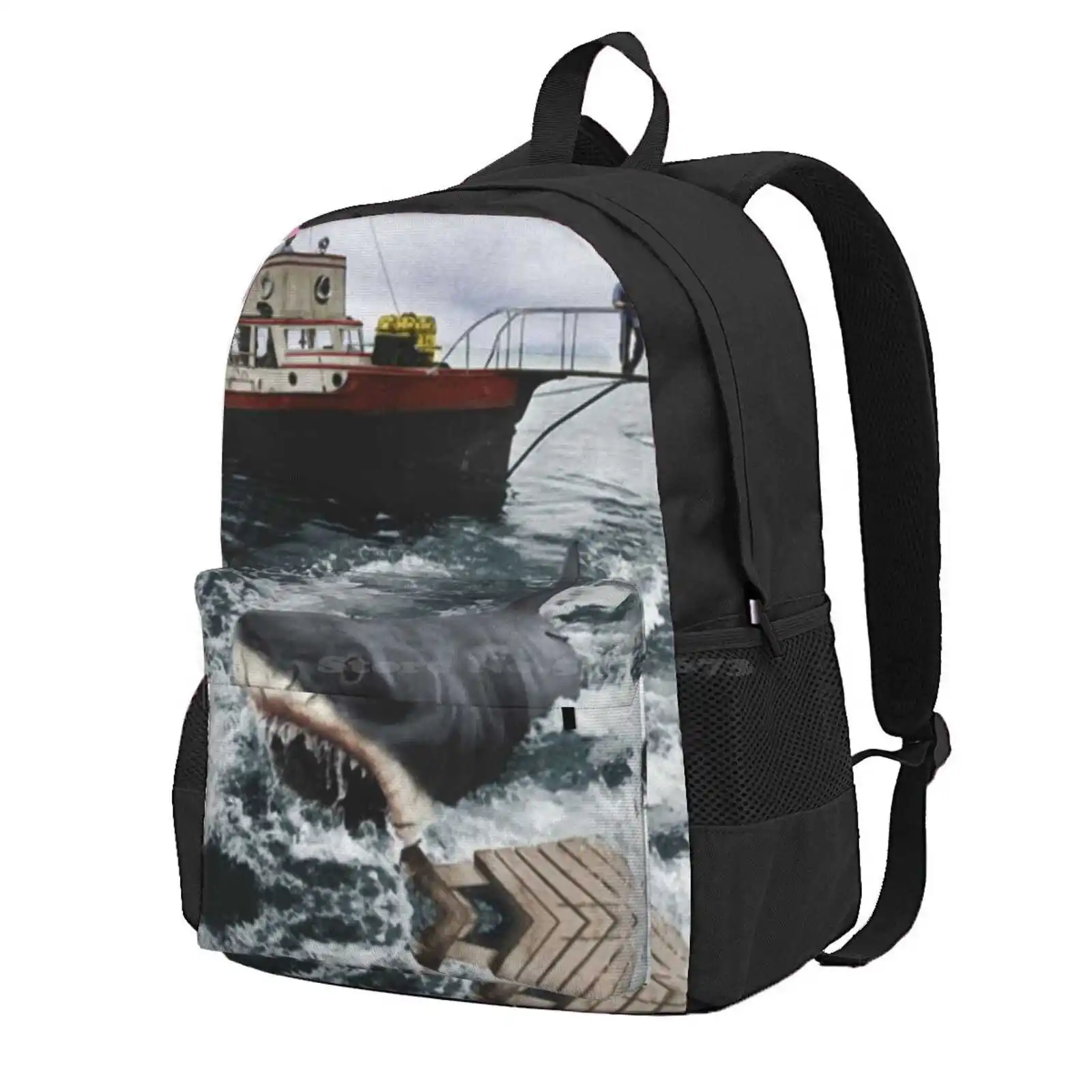 Jaws Photography Hot Sale Schoolbag Backpack Fashion Bags Jaws Shark The Orca Steven Spielberg 1975 Vintage Old School Old