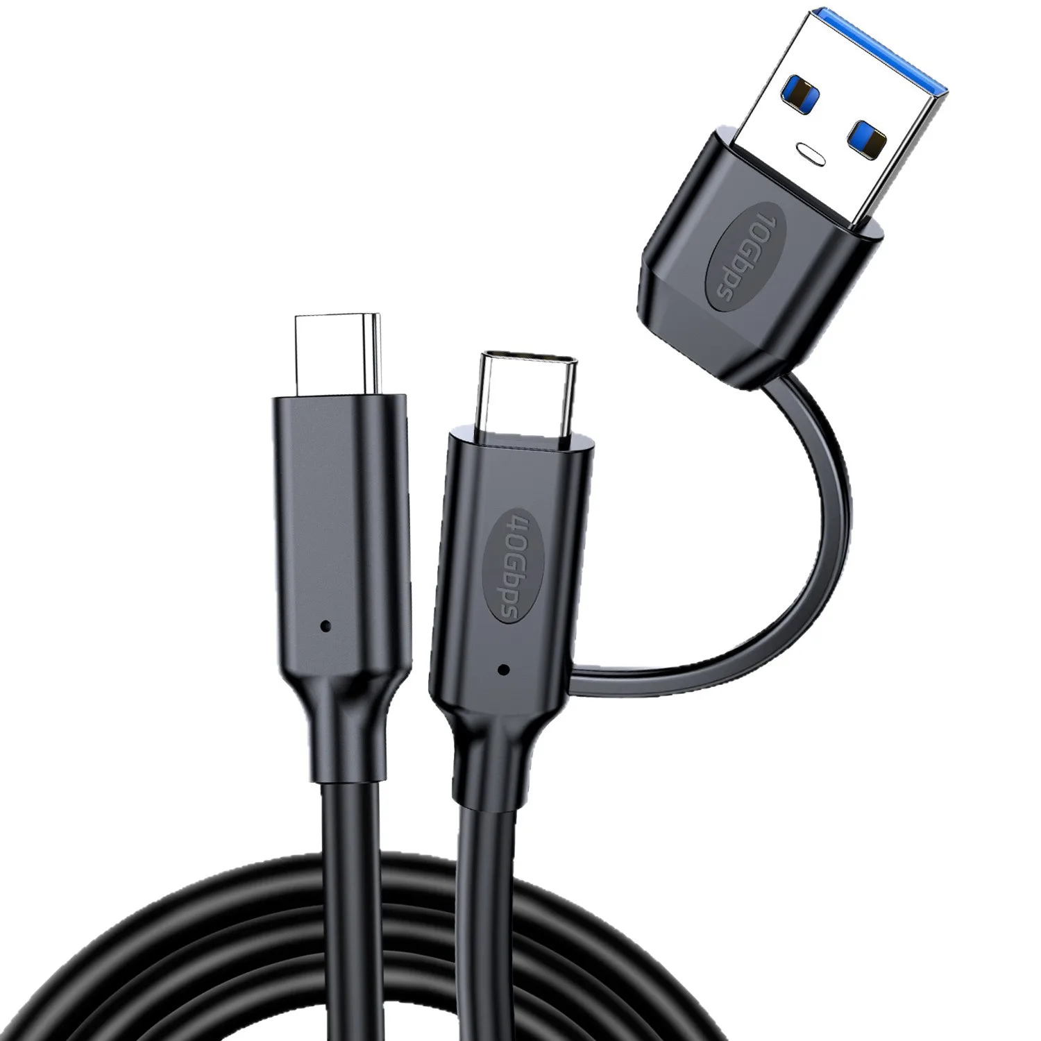 USB4 2 في 1 كابل بيانات PD 240 واط UHD 8K فيديو نوع C إلى C القرص الصلب 40Gbps + USB 3.2 USB A إلى C تمديد كابل كابل شاحن متعدد