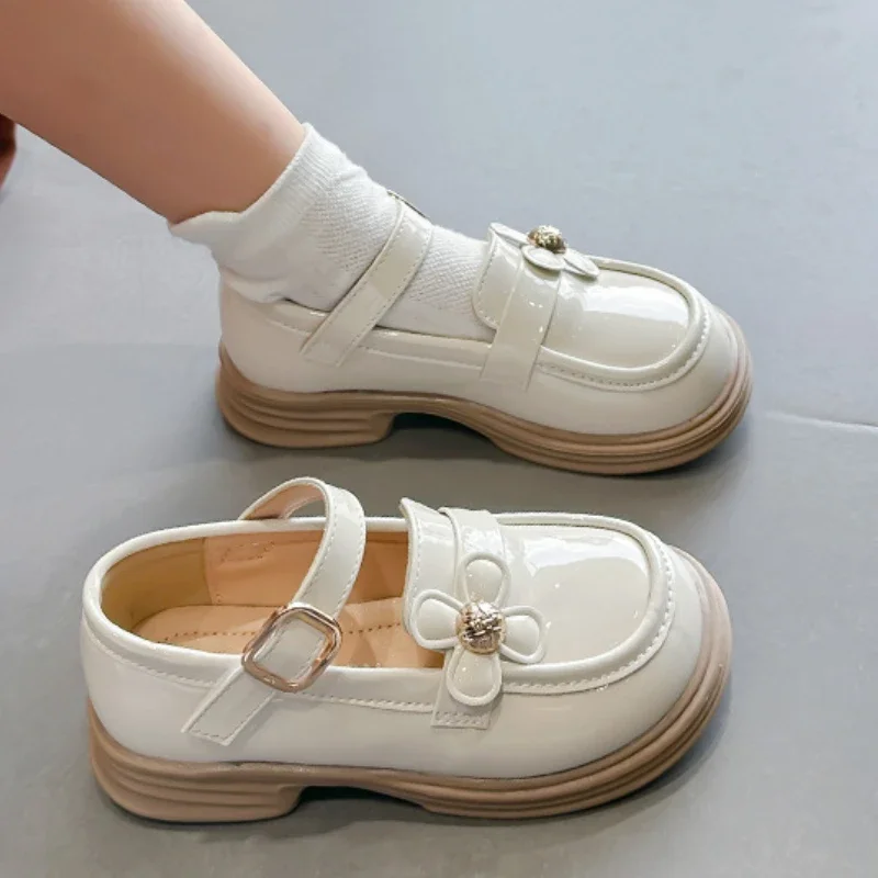 Spring Children\'s Leather Shoes Glossy PU Fashion Sweet Princess Shoes for Girls Thick Bottom Versatile Kids Causal Mary Janes