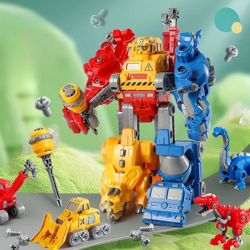

6 IN 1 Transforming Robot 12.6''/32cm Engineering Dinosaur Action Figure Boys Collect Toys Leisure Children Toy Birthday Gifts