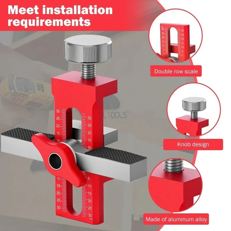 Wooden Furniture Panel Installation Jig Set Cabinet Hinge and Rebound Device Drilling Locator Aluminum Alloy Quick Leveling Jig