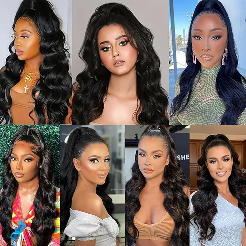 Coda di cavallo brasiliana per capelli umani con onda del corpo avvolgente in pasta magica coda di cavallo colore naturale coda di cavallo brasiliana per capelli Remy per le donne