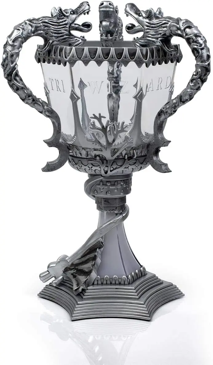

Triwizard Cup LED Mood Light, 13-Inch Tall Battery-Operated Silver Lamp for Home Decor