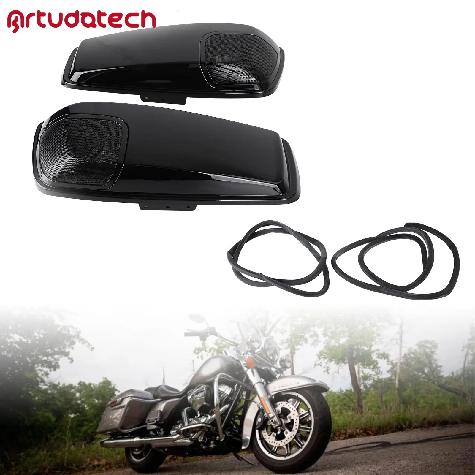 

Artudatech 5 x 7 Speaker Lids Vivid Black Saddlebag for Harley Touring 2014 2015 2016 2017 2018 2019 2020