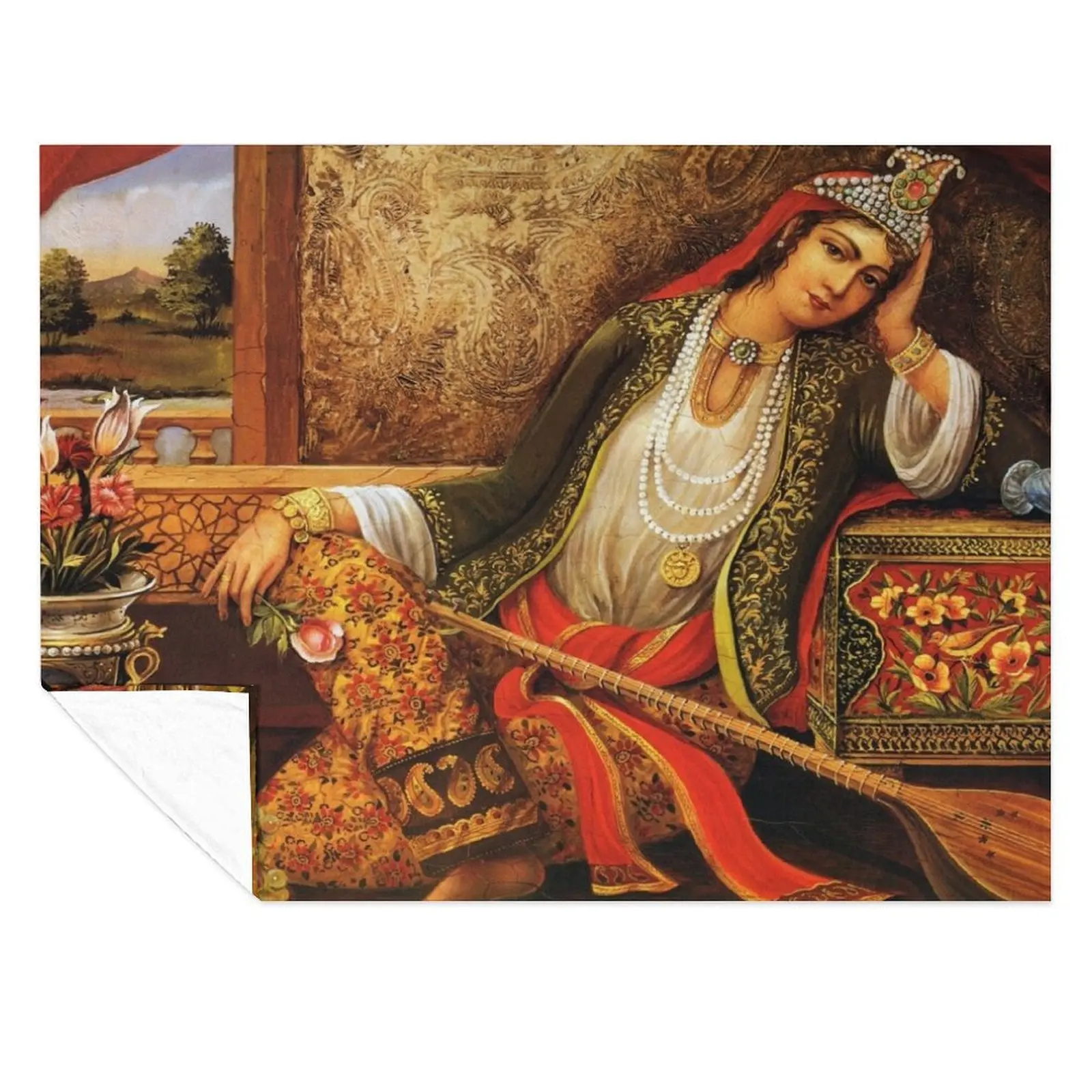 

Iranian Qajar Woman Throw Blanket Comforter valentine gift ideas Plaid Warm Blankets