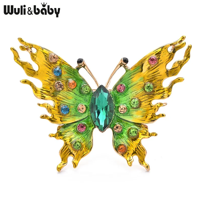 Wuli & baby Nieuwe Ontwerp Vlinder Broches Voor Vrouwen Unisex 2-kleur Strass Emaille Insecten Office Party Broche Pins geschenken