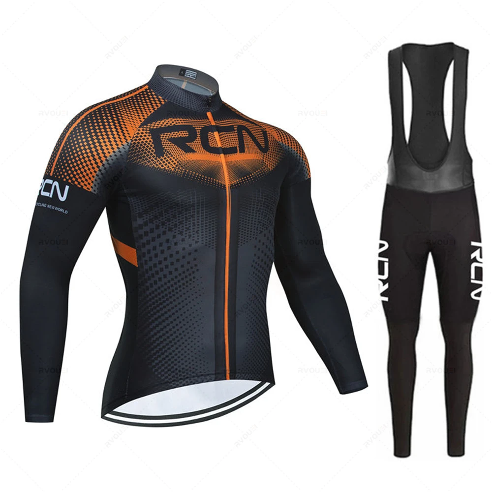 RCN Team 2023 Autumn Cycling Jersey Set Spring Long Sleeve Ropa Ciclismo Men Bicycle Clothing MTB Maillot Bike Uniform Bike Set