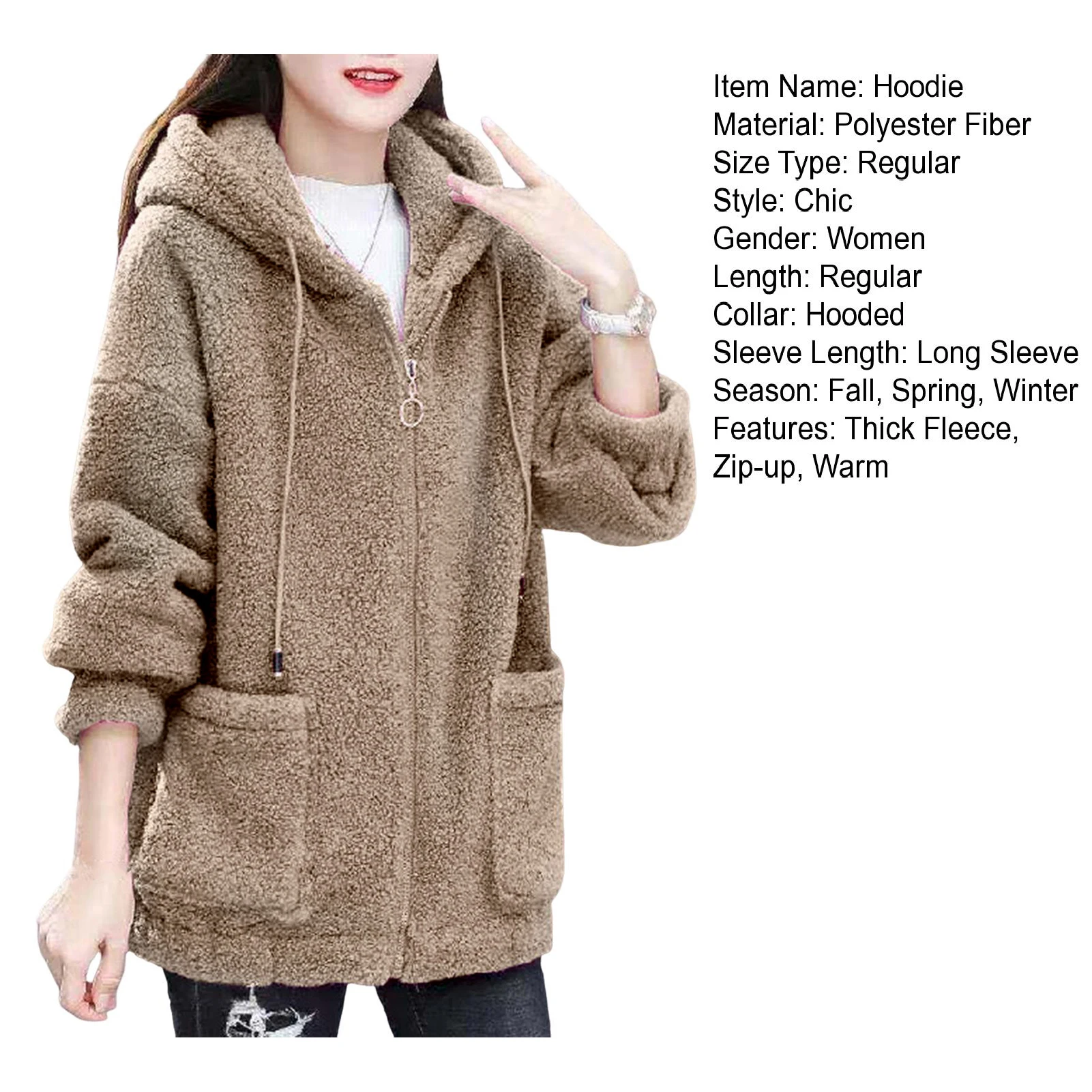 Abrigo con capucha de cordero grueso para mujer, abrigo coreano holgado de longitud media con capucha, chaquetas básicas cálidas, talla 4XL, invierno 2023