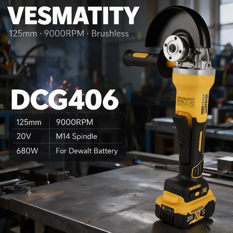 125MM Angle Grinder DCG406 Cordless Brushless 9000RPM Cutting Machine Polishing Machine For Dewalt Battery