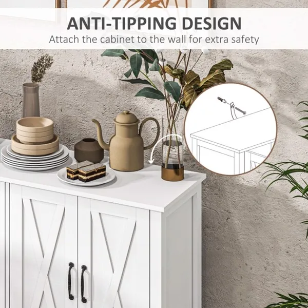 Sideboard Buffet Cabinet Kitchen Storage Cabinet Living Room 4 Doors Console Table