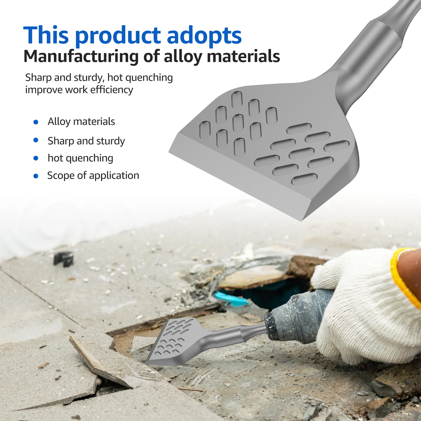 SDS Plus Tile Chisel Carbide Alloy Tile Removal Chisel Tool Wall and Floor Scraper for Standard SDS Plus Hammer Drill