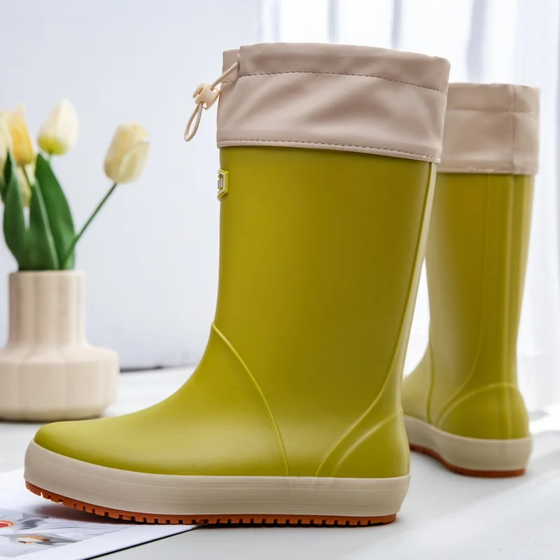 Men women's higt top Beam mouth casual rain boots four seasons waterproof non-slip rain shoes outdoor wading fishing water shoes