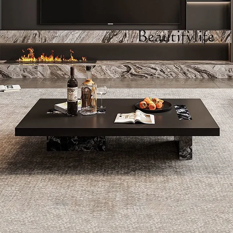 N47 Floating Rectangular Stone Slab Coffee Table, 2025 New Model for Living Rooms, Designer-Grade Minimalist Coffee Table for Co