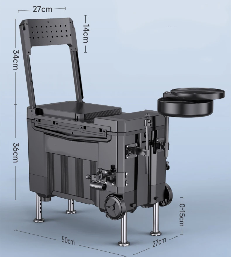 Multifunctional Folding Fishing Tackle Box With Seat, Large Capacity Tackle Storage Box With Tray