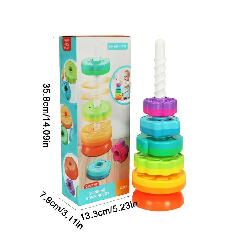 Spinning Stacker Rainbow Ring Stacker Toddler Toys Spinning Toy Ring Stacker 1 2 3 anni Girl Boy regali di compleanno di natale