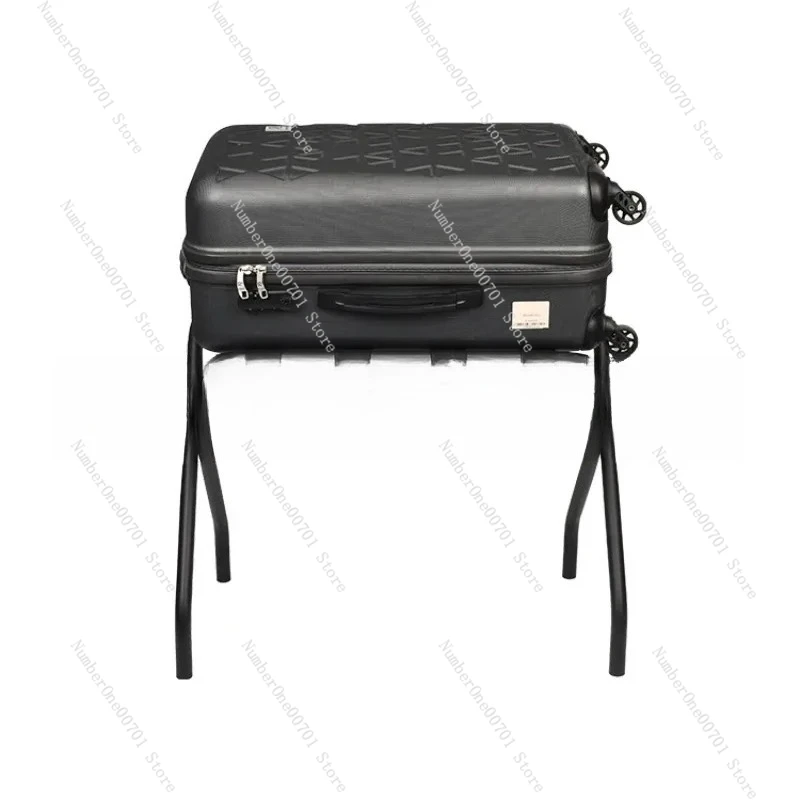 

Custom Hotel Stainless Steel Foldable Luggage Stand Black Metal Folding Luggage Rack
