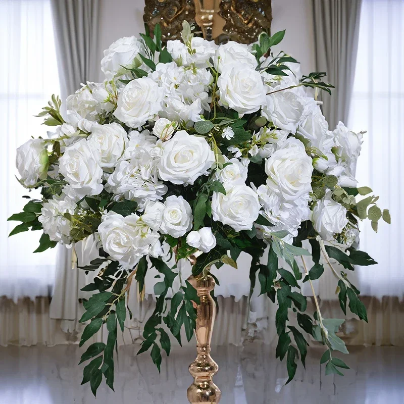 

80CM Giant Wedding Artificial Flower Greenery White Flower Ball for Proposal Conference Display Table Decor