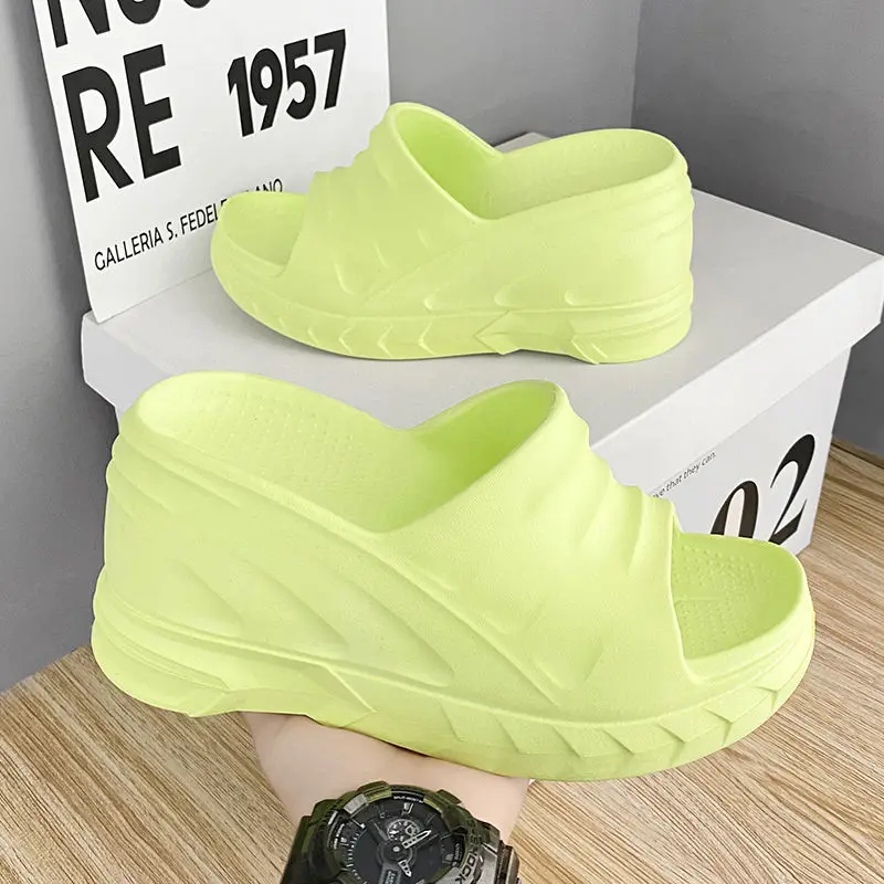 Zapatillas de plataforma de 9cm para mujer, Muffin al aire libre, tacón súper alto, estilo Hada, sandalias de aumento de altura, sensación de playa