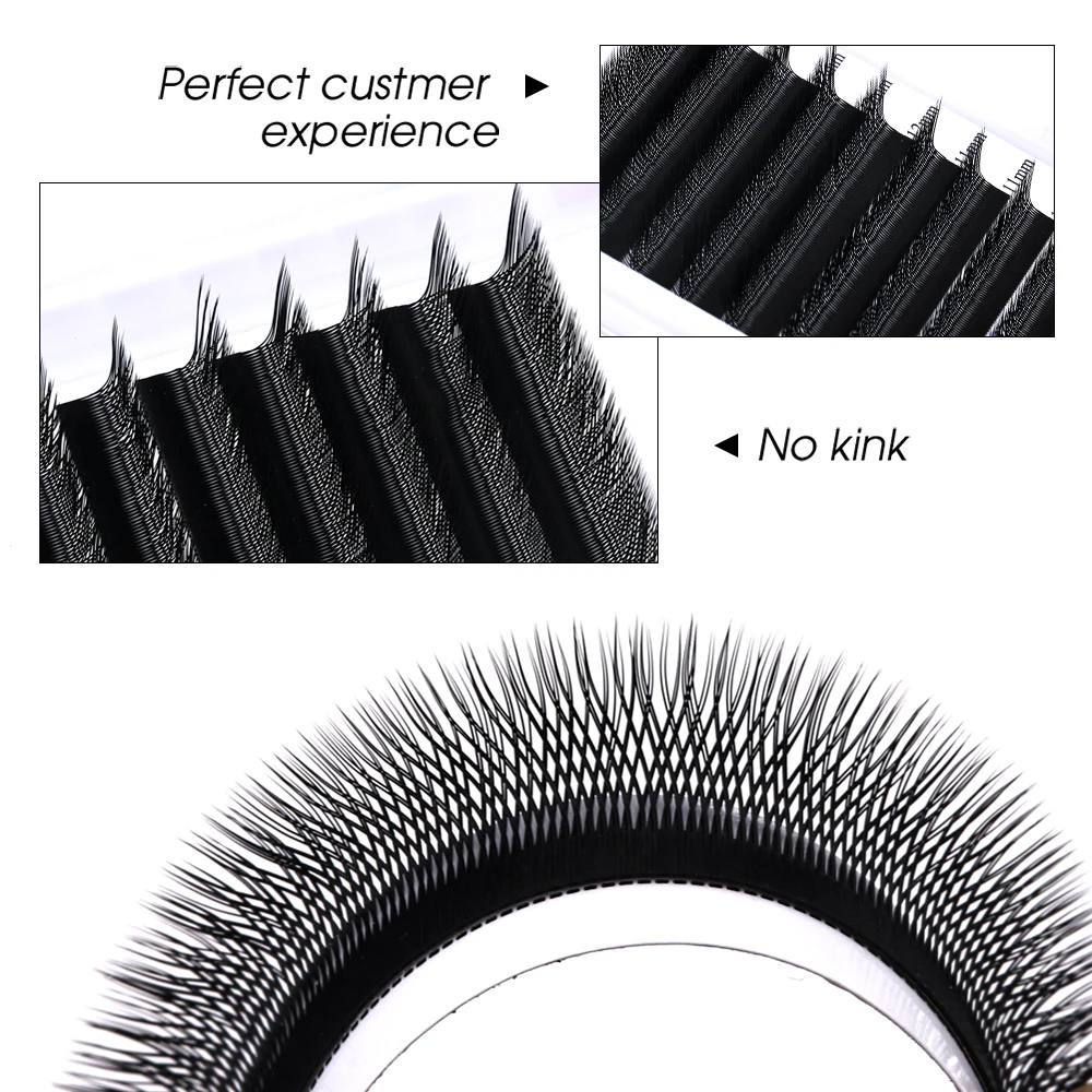 Gemerry YY Shape Eyelash Extensions L/M/DD Curl Two Tip Fox Eyes Premade Fan Lashes Matte Black Eyelash Makeup Supplies Natural