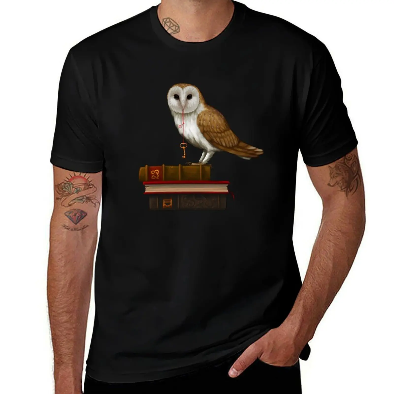 T-shirt Key to Knowledge à motif artistique imprimé, haut décontracté
