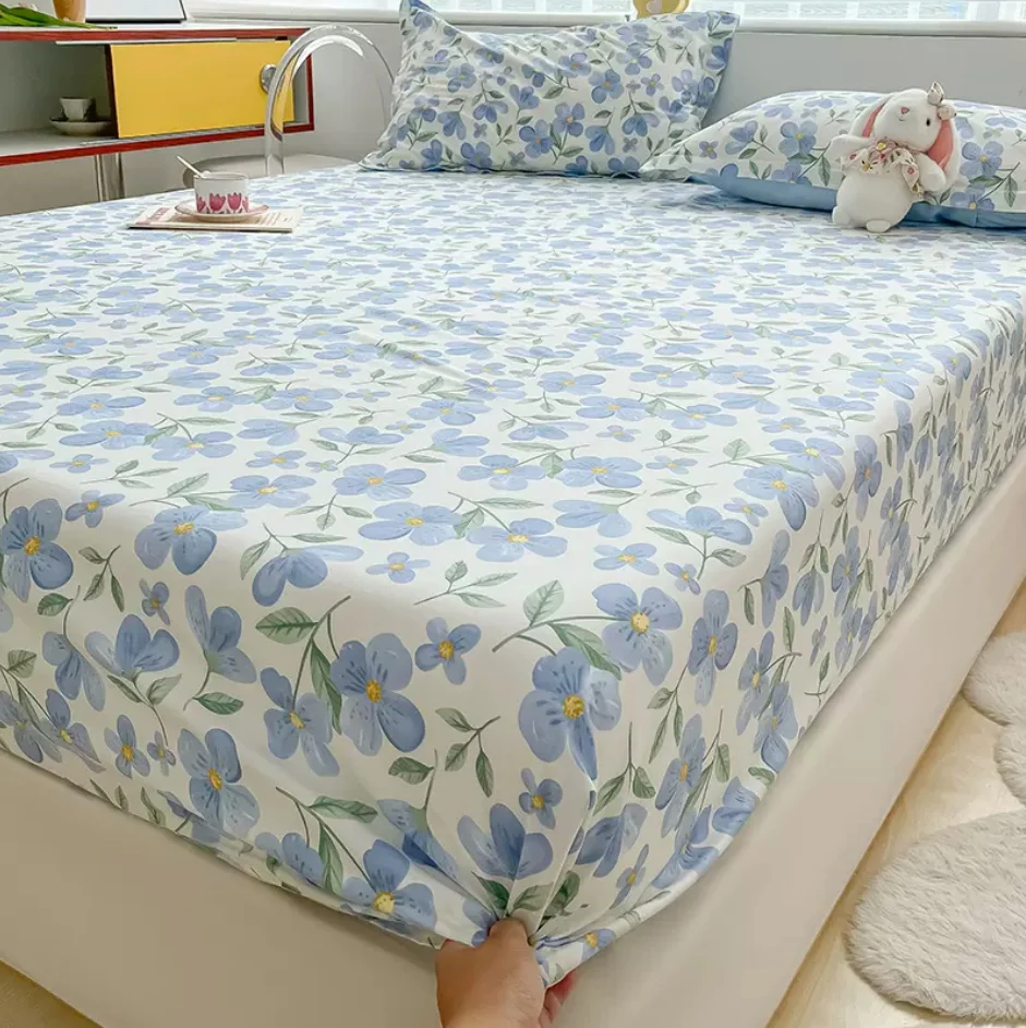 100% Katoenen Bed Hoeslaken met Elastiek + 2 st Kussenslopen Kinderen Volwassen Twin Queen Kingsize Matrasbeschermer laken Set B103