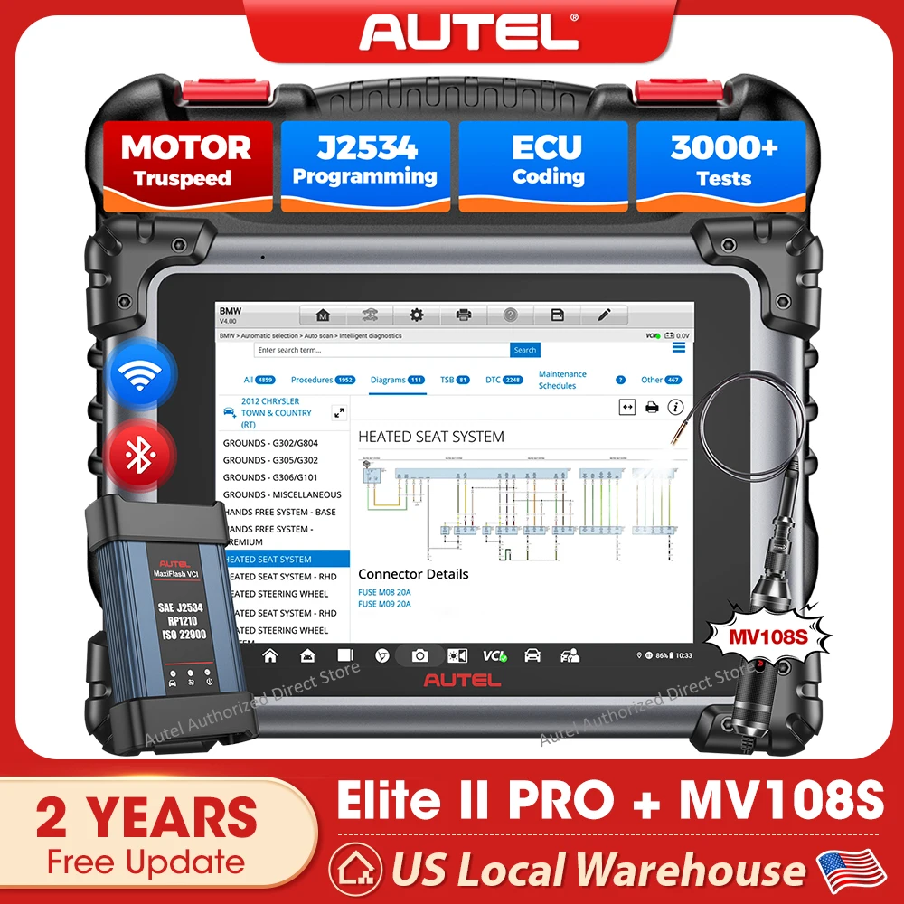 

Диагностический сканер Autel MaxiSYS Elite II PRO для автомобилей, продвинутая программа программирования ЭБУ и онлайн-кодирования, с MV108S, 2 года бесплатных обновлений