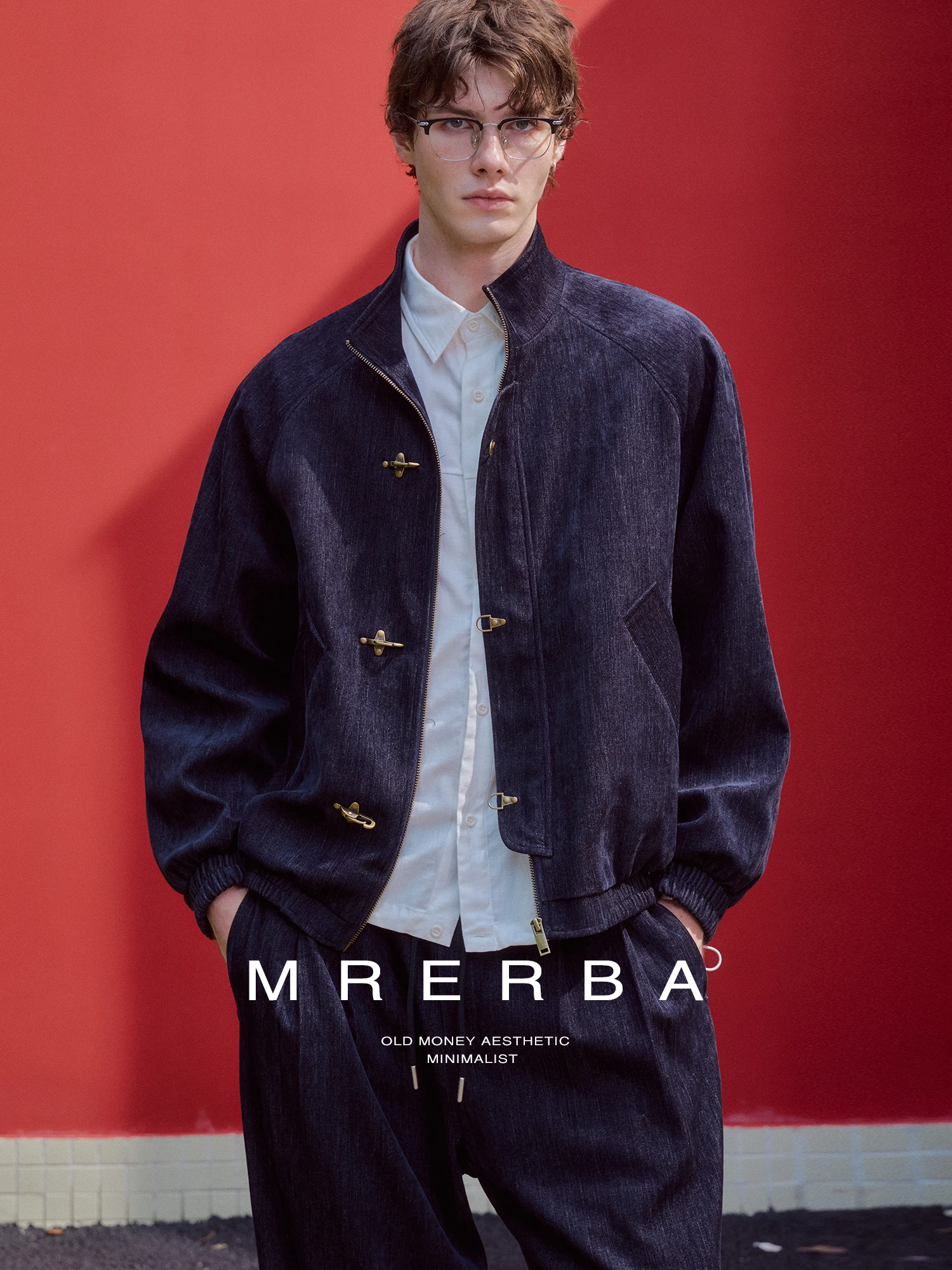 Casual Men's Silk Denim Jacket with Shoulder Insertion And Stand Collar Soft Texture Loose Fit Autumn Outerwear