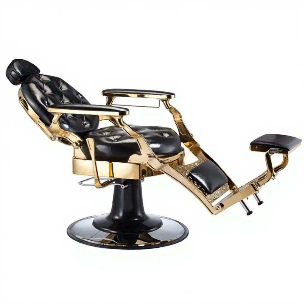 #Vintage Metal Barber Chair for Barber Shop-Commercial Salon Furniture Light Luxury Design Rotation Lifting Features