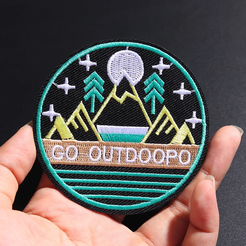 

GO OUTDOOPO Patches Size:7.1x7.1cm Iron On Cloth Embroidered Applique Sewing Clothes Apparel Accessories