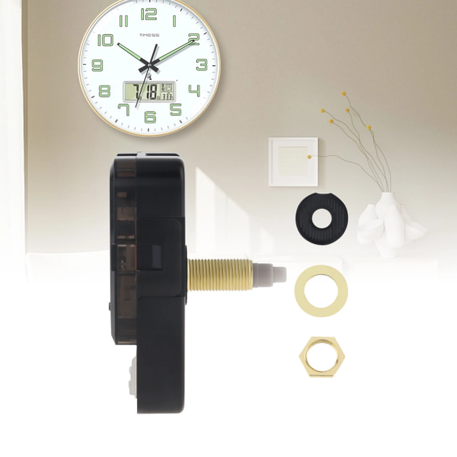 Quarzbatteriebetriebene, leise Wanduhr-Bewegungsmechanismen für Heimwerker/Reparatur, Ersatz von Uhrenteilen – Detail 9