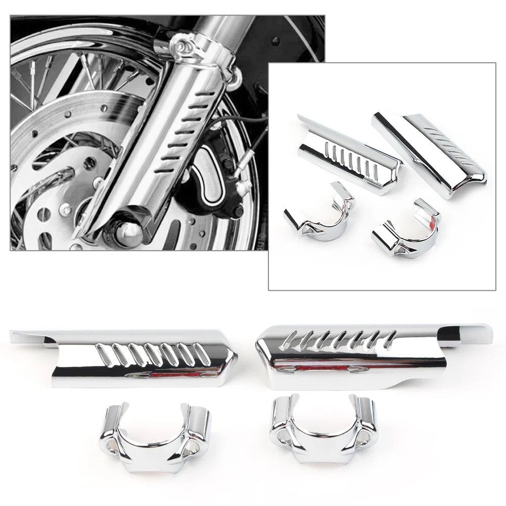 Chrome Motorcycle Lower Fork Leg Deflectors for Harley-Davidson Heritage Softail Classic FLSTC FLSTN