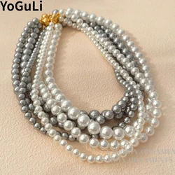 Fashion Jewelry Vintage Elegant Temperament Glass Simulated Pearl Necklace For Women Female Gift Accessories Dropshipping