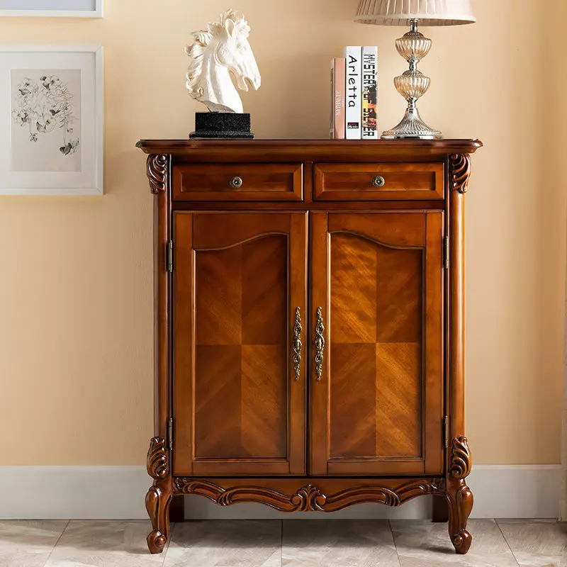 American two-door three-door shoe cabinet large-capacity solid wood shoe cabinet entrance multi-layer storage cabinet
