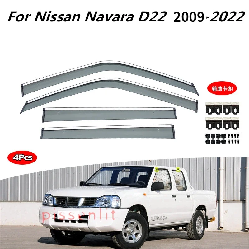 

For Nissan Navara D22 2009-2022 Outer Trim Chrome Bright Strip Accessories Window Weather Guard Door Visor Vent Shades