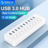 ORICO USB HUB 3.0 USB 3.0 Hub Multi USB Splitter Hub Use Power Adapter 7/10/16 Port Multiple Expander USB 3.0 Hub with Switch