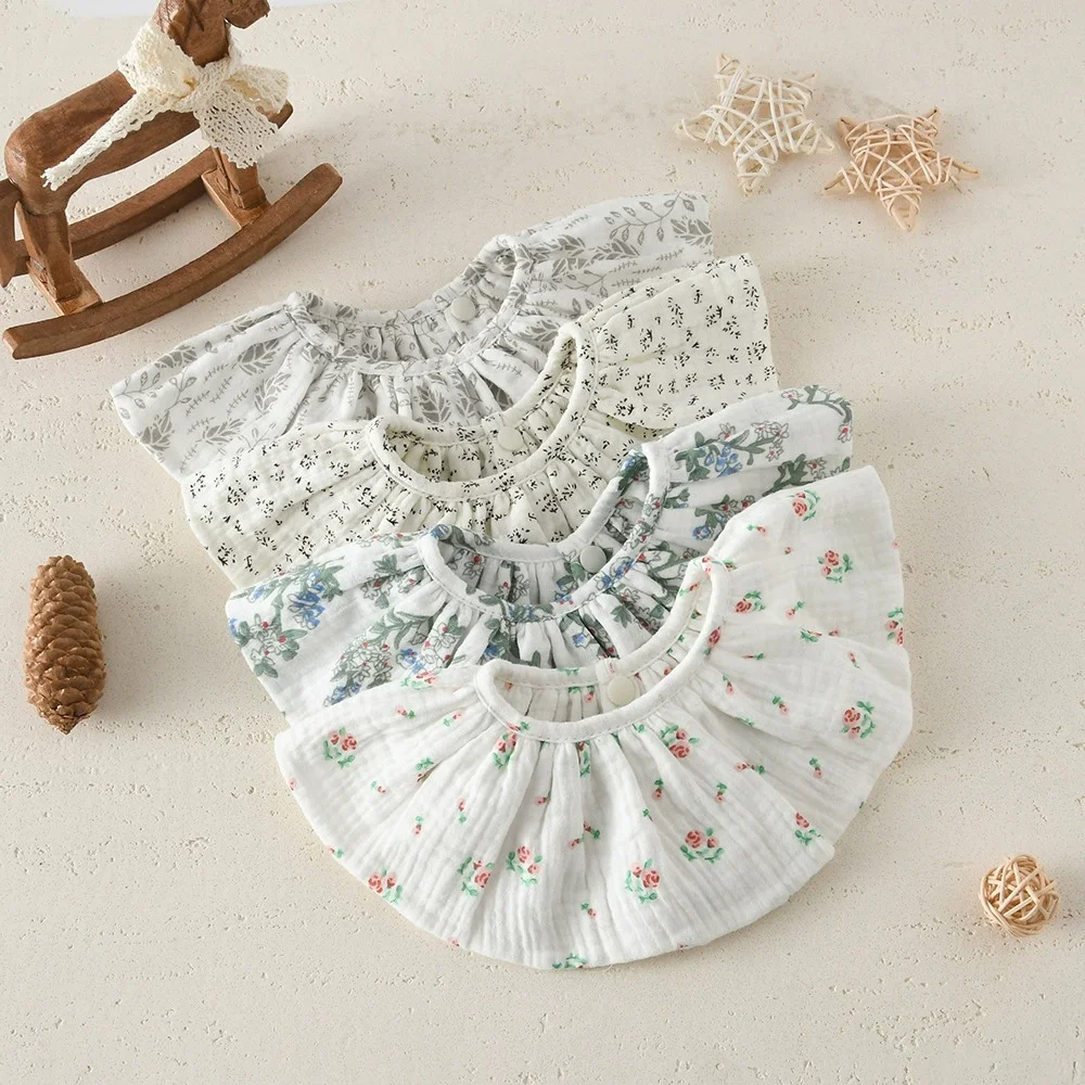 

Детский хлопковый нагрудник Ins 360 Deg с четырьмя слоями, с мультяшным рисунком, предотвращающий срыгивание, для младенцев, подарки для детей