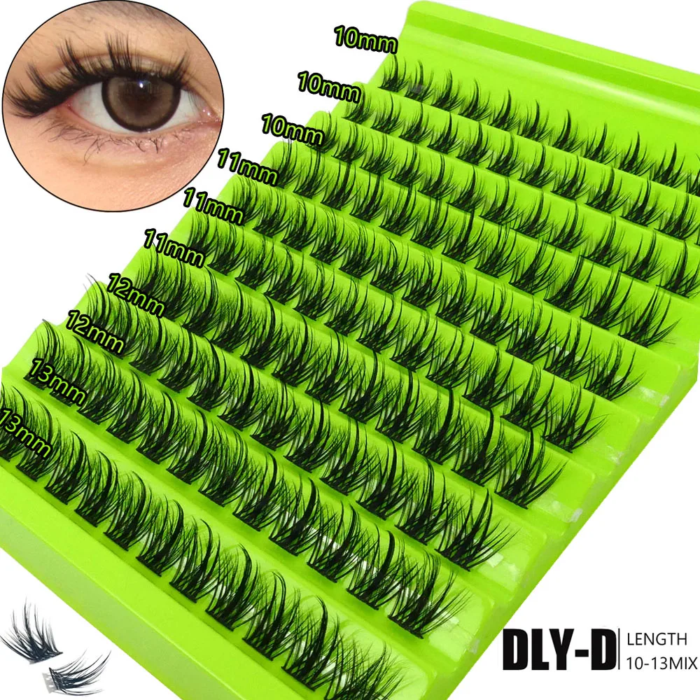 Extensão natural de 10 linhas, cílios postiços misturados, alta capacidade, faça você mesmo, cílios de maquiagem russos segmentados