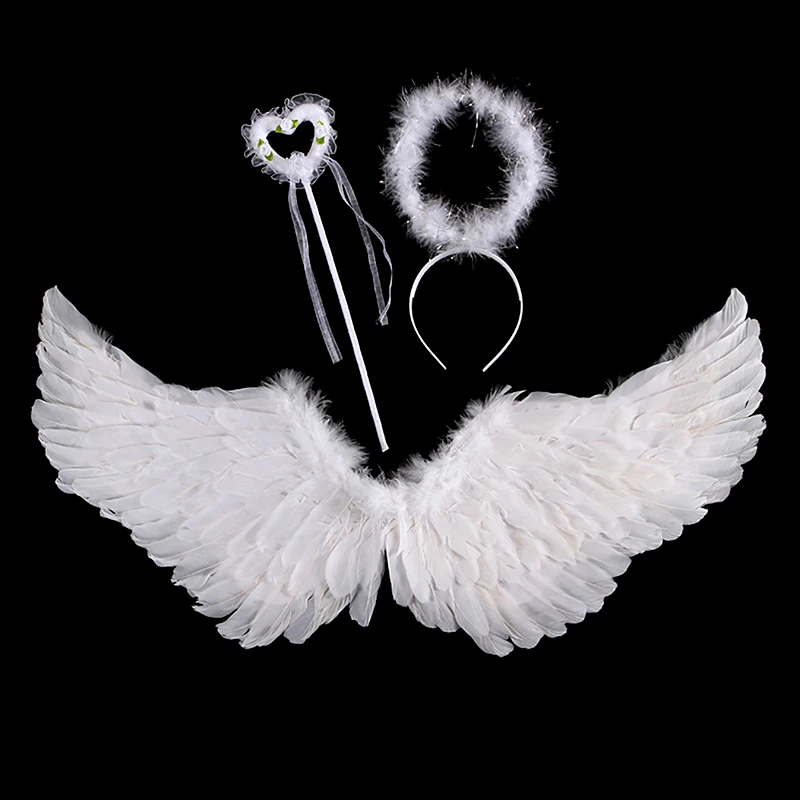 Angel Halo Headband Black White Feather Christmas New Year Festival Performance Party Favor Angel Outfit Angel Cosplay Wing Gift