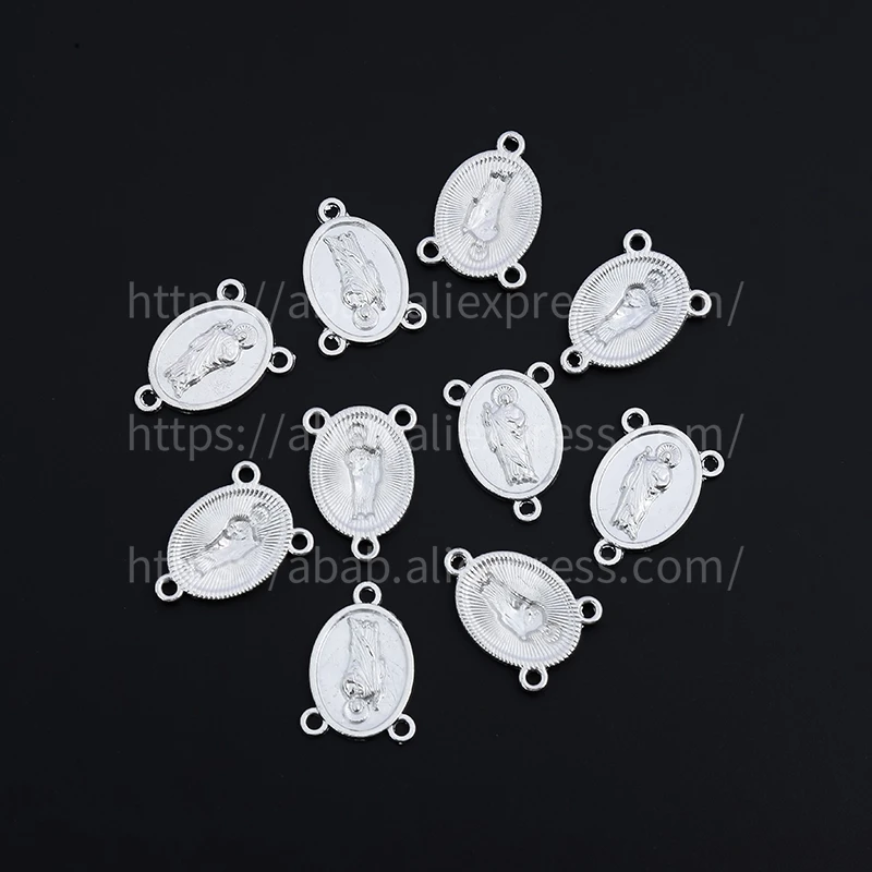 10 pieces/Antique silver metal Jesus Virgin Mary Charm Pendant Connector diy Rose Necklace Earrings Tassel Jewelry making