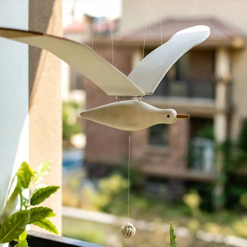xx-Wooden Wall Hanging Seagull Balance Fly Bird DIY Ornament Children's Room Decoration Homestay Window Balcony Wall Pendant