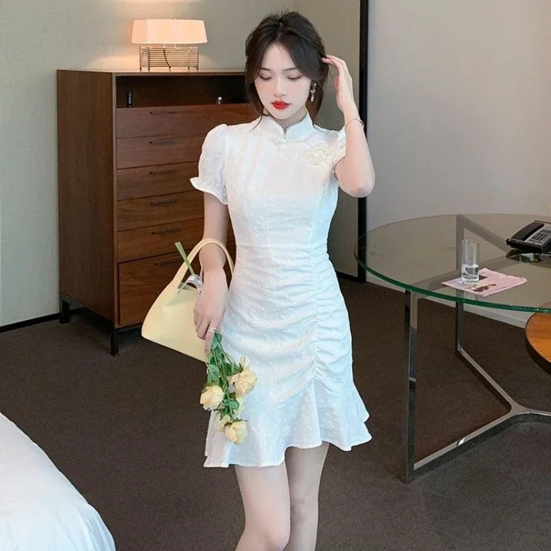 Mini Short Tight Sleeve Bodycon Female Dress Soft Corset Women's Dresses One Pieces Y2k 2025 Fashion Elegant Party Clothes Retro